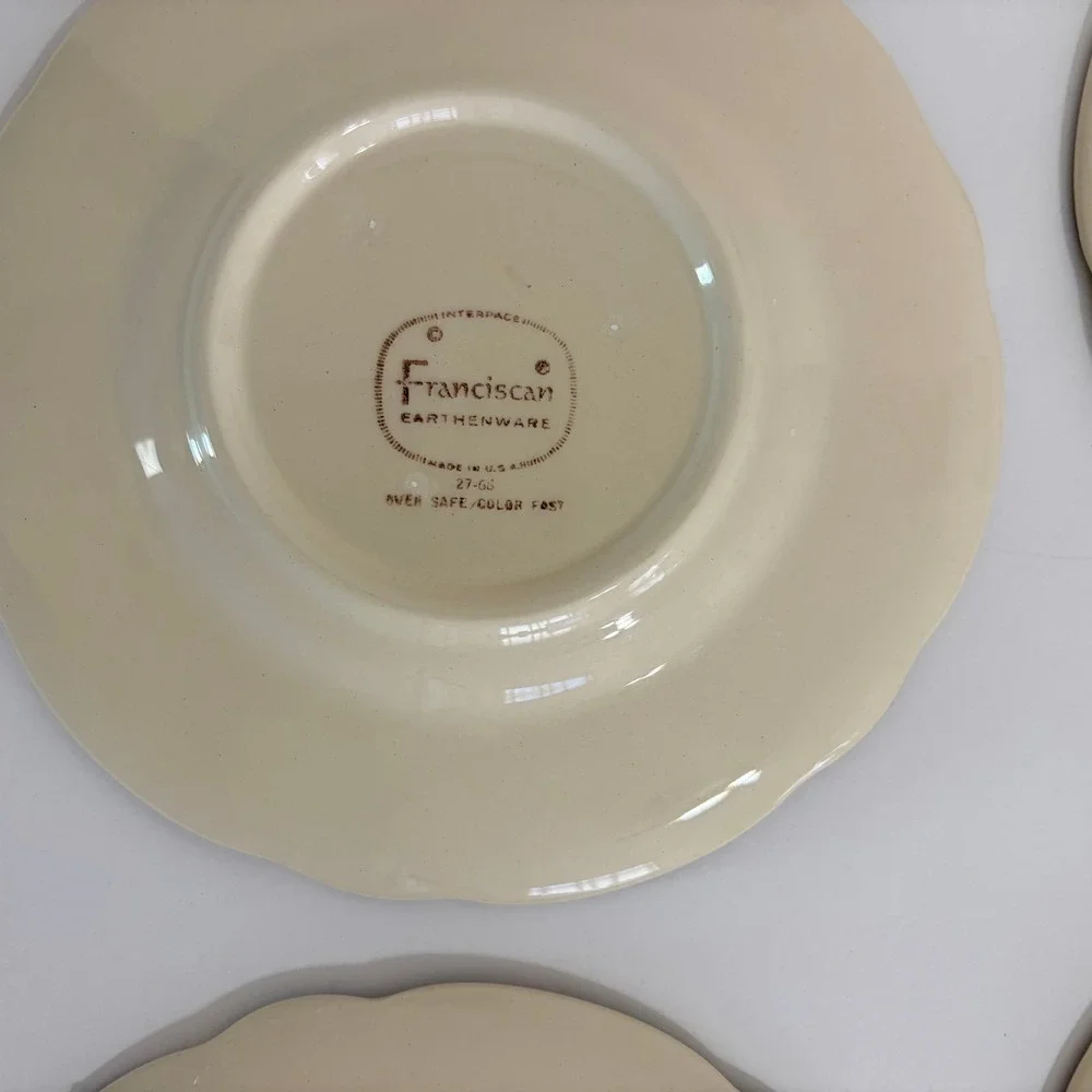 Vintage FRANCISCAN Desert Rose Set‎ of 4 Bread Butter Plates USA Made 6 3/8